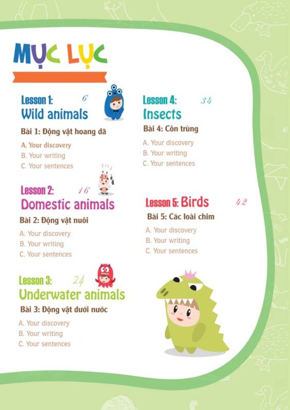 muc luc be kham pha dong vat