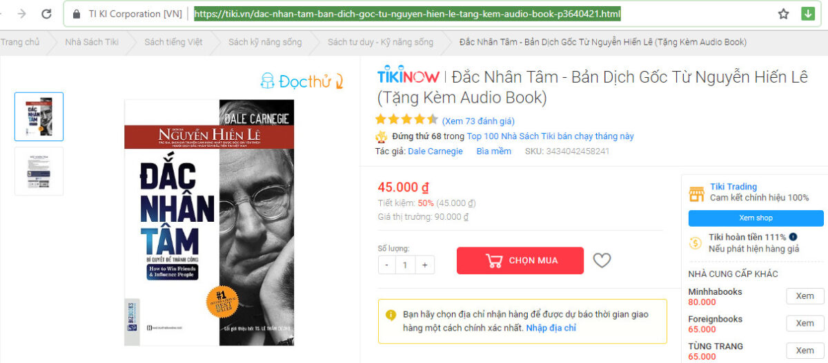 mua dac nhan tam tai tikivn