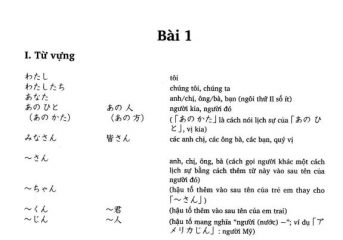Học từ vựng tiếng Nhật bài 1 trong giáo trình Minna no Nihongo