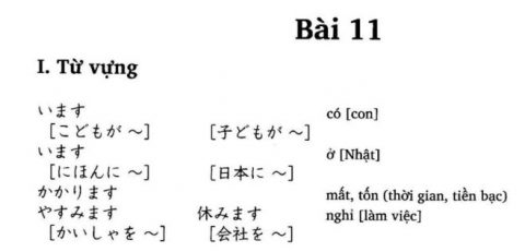 Từ vựng tiếng Nhật bài 11 trong giáo trình Minna no Nihongo