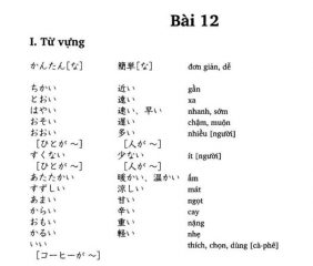 Từ vựng tiếng Nhật bài 12 trong giáo trình Minna no Nihongo