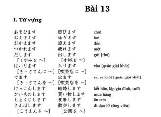 Từ vựng tiếng Nhật bài 13 trong giáo trình Minna ni Nihongo