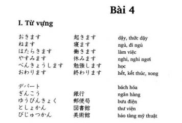 Từ vựng tiếng Nhật bài 4 trong giáo trình Minna no Nihongo