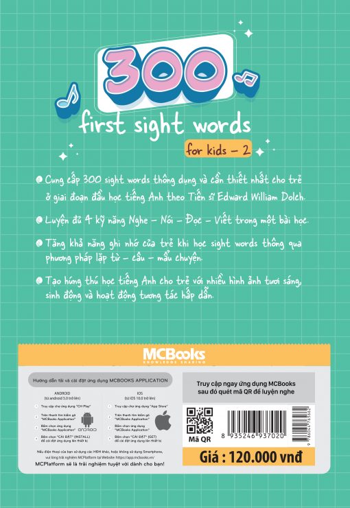 Bìa sau - 300 first sight words for kids - 2