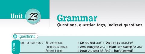 Destination B1 đáp án Unit 23: Questions, question tags, indirect questions