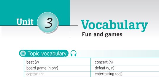 Destination B1 đáp án Unit 3 – Vocabulary: Fun And Games