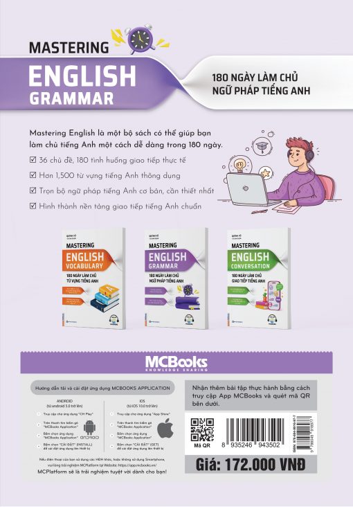 Bìa sau Mastering English Grammar - 180 Ngày Làm Chủ Ngữ Pháp Tiếng Anh