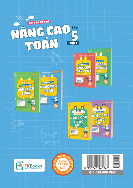 Bìa sau sách Bài tập bổ trợ nâng cao Toán lớp 5 - Tập 1