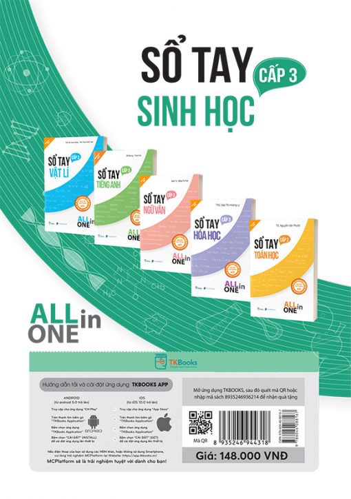 Bìa sau sách Sổ Tay Sinh Học Cấp 3 - All In One (Cập Nhật Chương Trình SGK Mới)