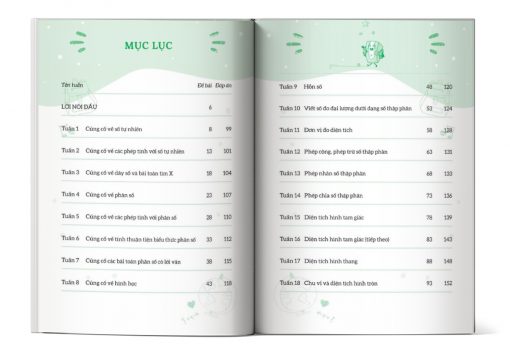 Mục lục của cuốn sách Bài tập bổ trợ nâng cao Toán lớp 5 - Tập 1