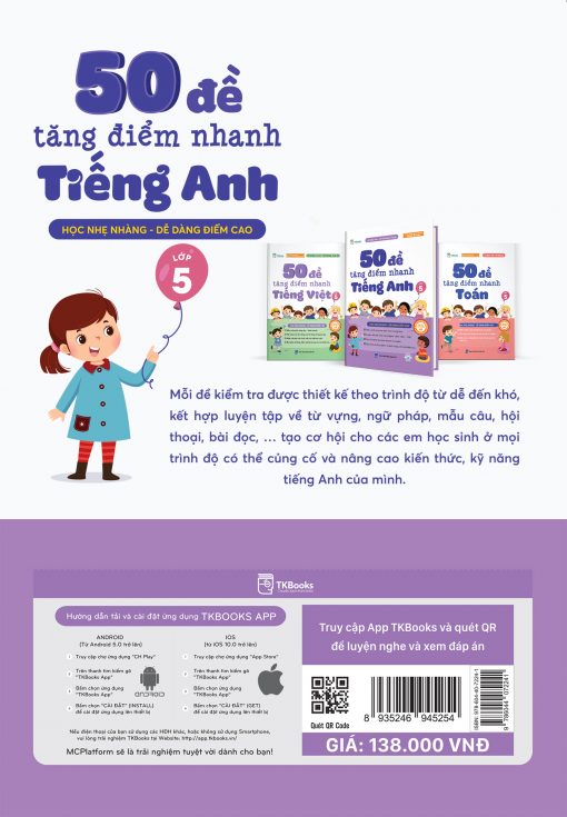 Bìa sau sách 50 đề tăng điểm nhanh tiếng Anh lớp 5