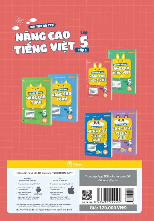 Bìa sau sách Bài tập bổ trợ nâng cao Tiếng Việt lớp 5 - Tập 1