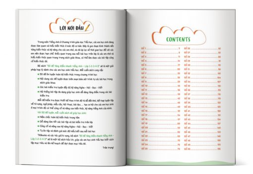 Mục lục của cuốn sách 50 đề tăng điểm nhanh tiếng Anh lớp 5