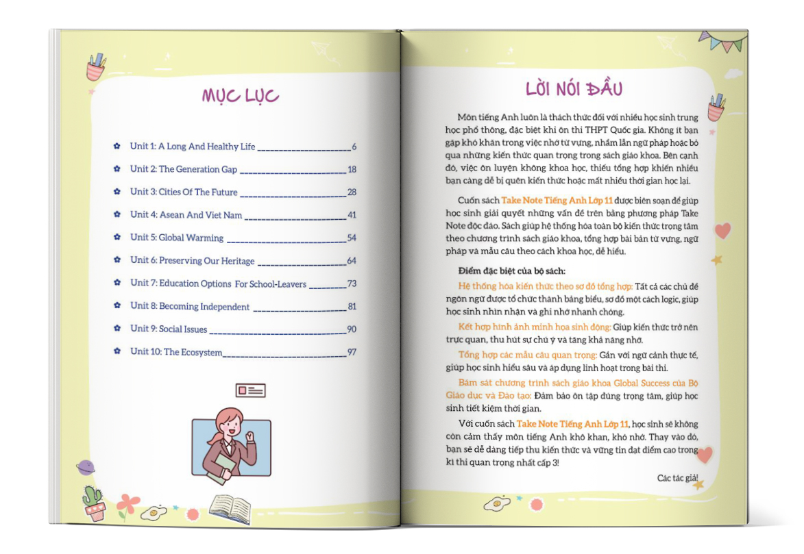 Mục lục của cuốn sách Take Note Tiếng Anh lớp 11