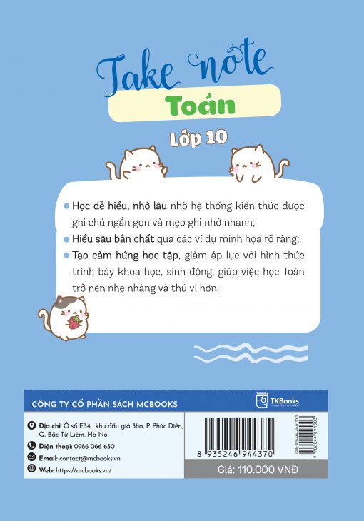 Bìa sau sách Take Note Toán lớp 10
