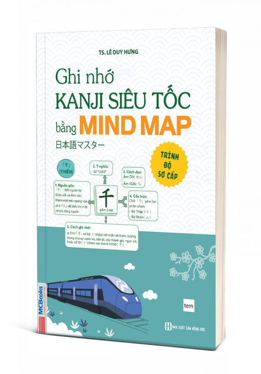 Bìa 3D cuốn 日本語マスター Ghi nhớ Kanji siêu tốc bằng mindmap - trình độ sơ cấp