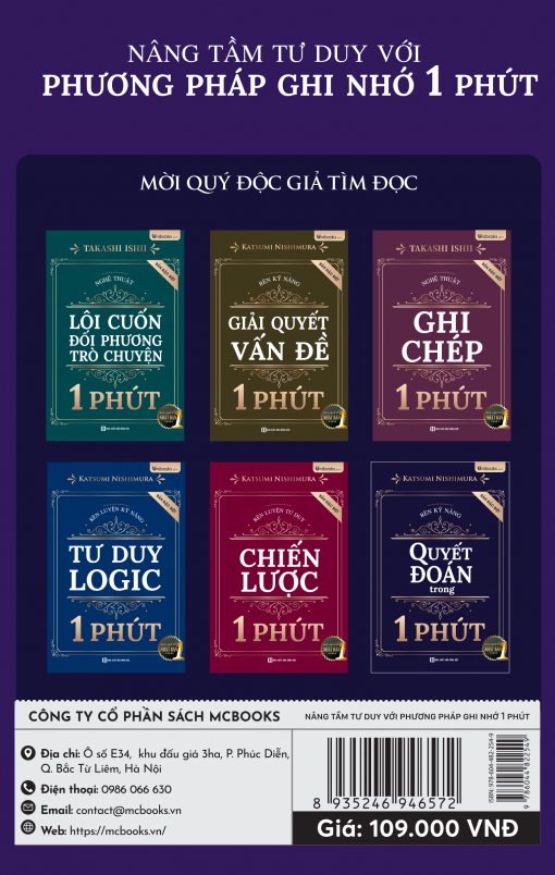 Bìa sau cuốn Nâng Tầm Tư Duy Với Phương Pháp Ghi Nhớ 1 Phút