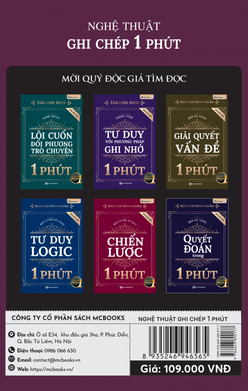 Bìa sau cuốn Nghệ Thuật Ghi Chép 1 Phút