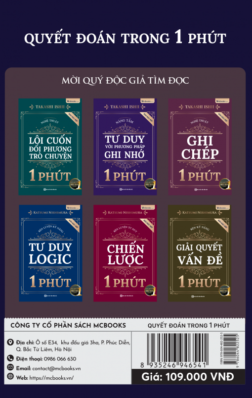 Bìa sau cuốn Quyết Đoán Trong 1 Phút
