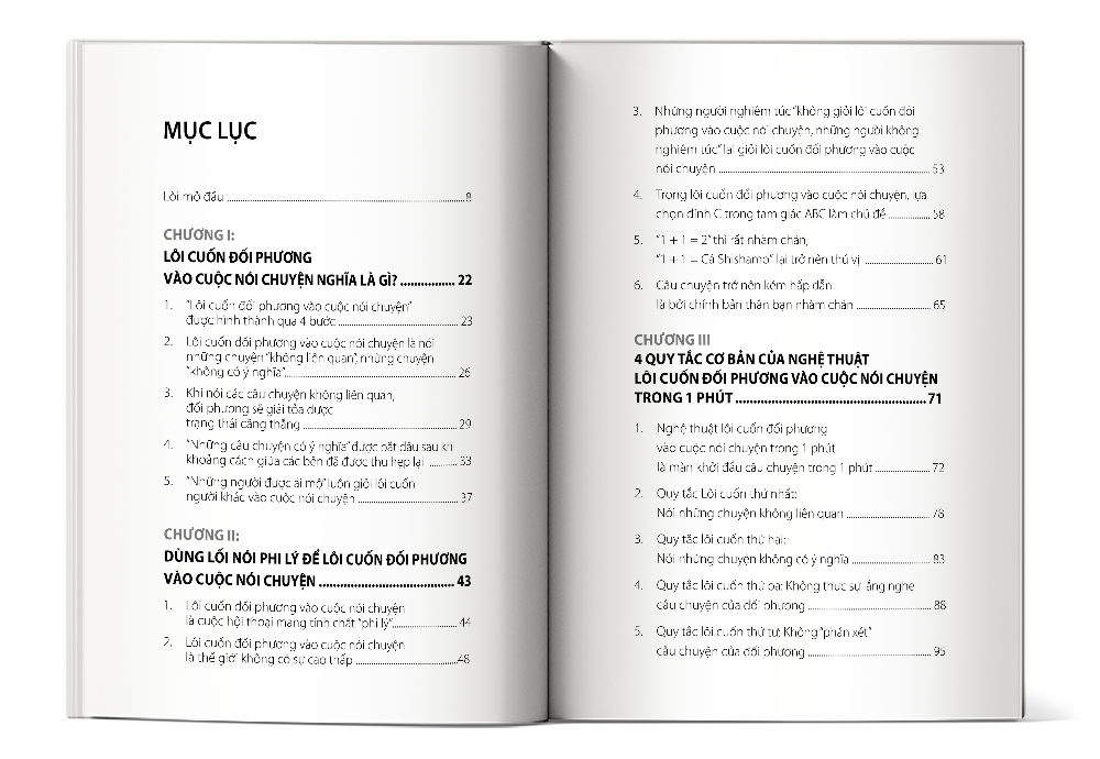Mục lục cuốn Nghệ Thuật Lôi Cuốn Đối Phương Trò Chuyện 1 Phút