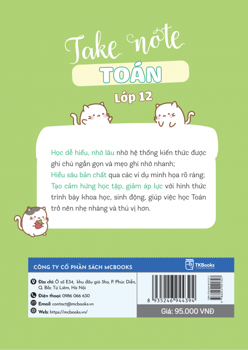Bìa sau sách Take Note Toán lớp 12