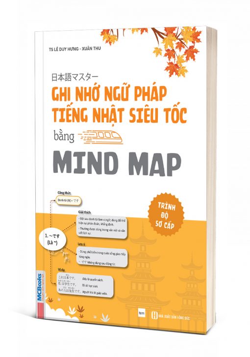 Bìa 3D cuốn Ghi nhớ Ngữ pháp tiếng Nhật siêu tốc bằng mindmap - trình độ sơ cấp