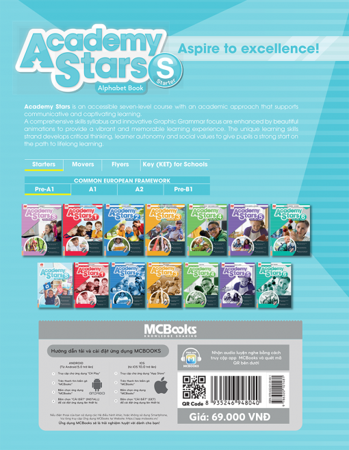 Bìa sau cuốn Academy Stars Starter Alphabet Book