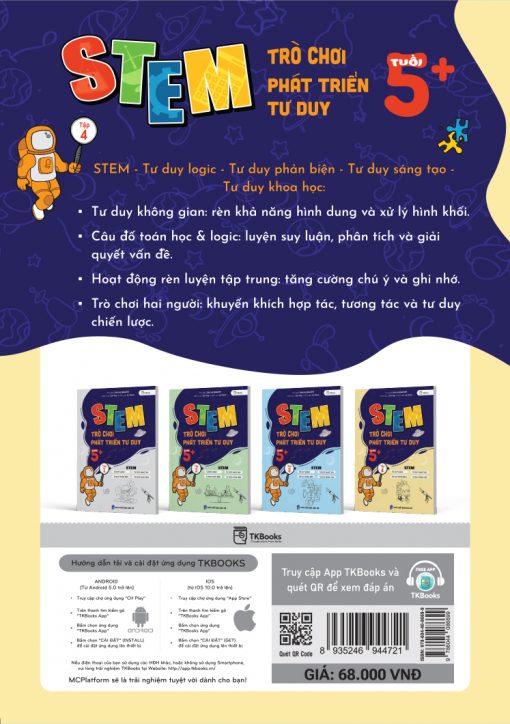 Bìa sau sách STEM Trò Chơi Phát Triển Tư Duy Tuổi 5+ – Tập 4