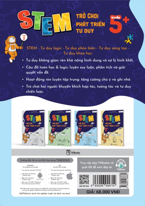 Bìa sau sách STEM Trò Chơi Phát Triển Tư Duy Tuổi 5+ – Tập 3