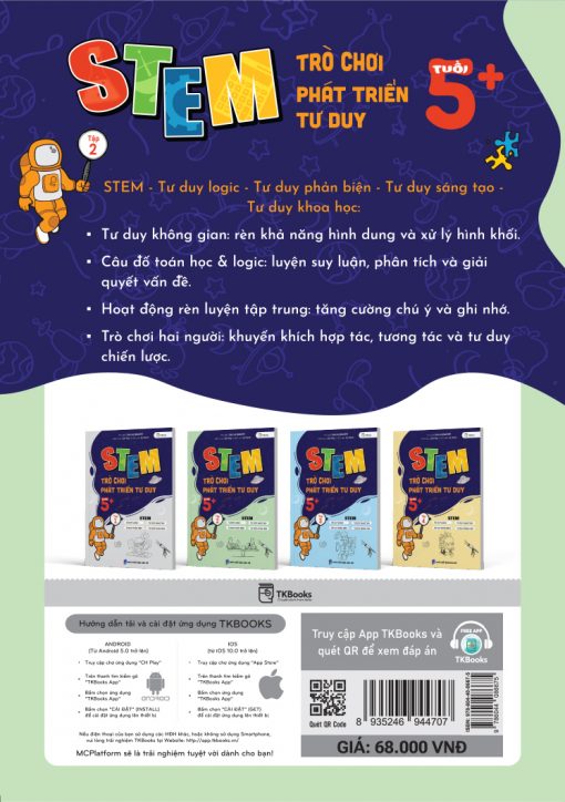 Bìa sau sách STEM trò chơi phát triển tư duy tuổi 5+ - Tập 2