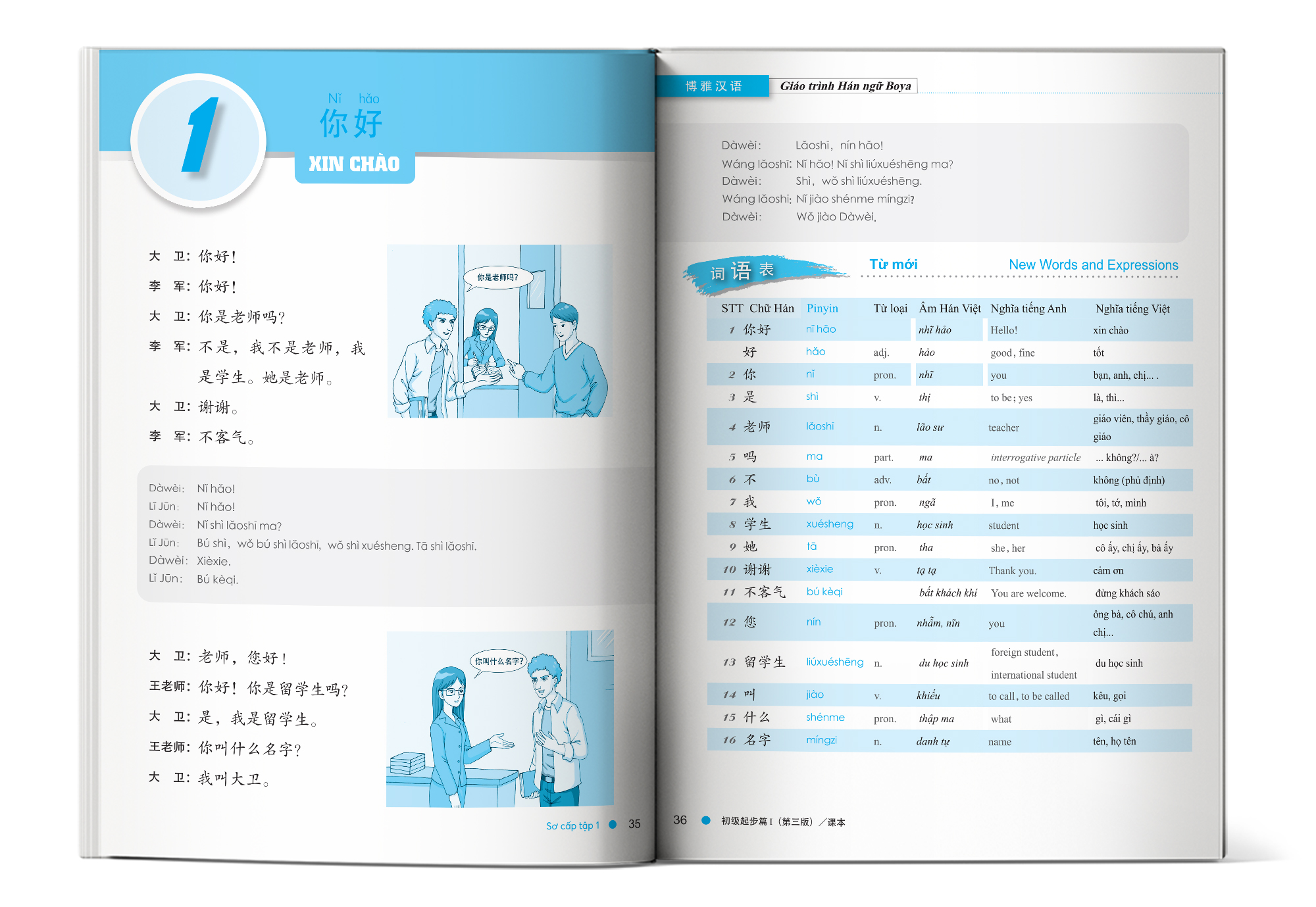 Ảnh bài 1 Giáo trình Hán ngữ BOYA Sơ cấp 1 phiên bản 3