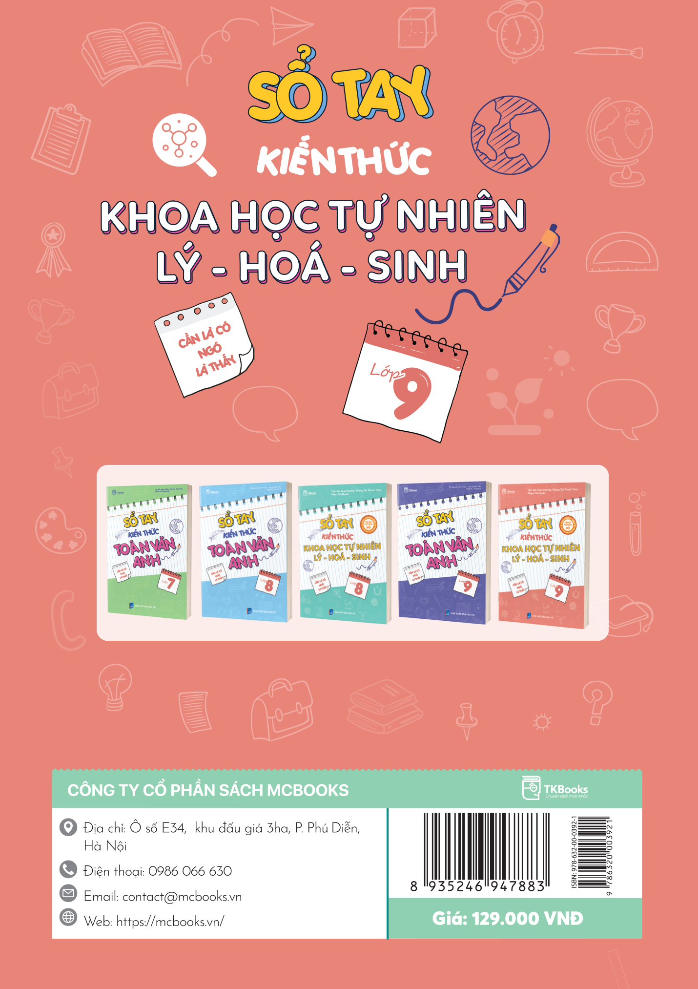 Bìa sau Sổ tay kiến KHTN Lý - Hóa - Sinh lớp 9 Bìa sau sách Sổ tay kiến thức Khoa học Tự nhiên Lý - Hóa - Sinh lớp 9