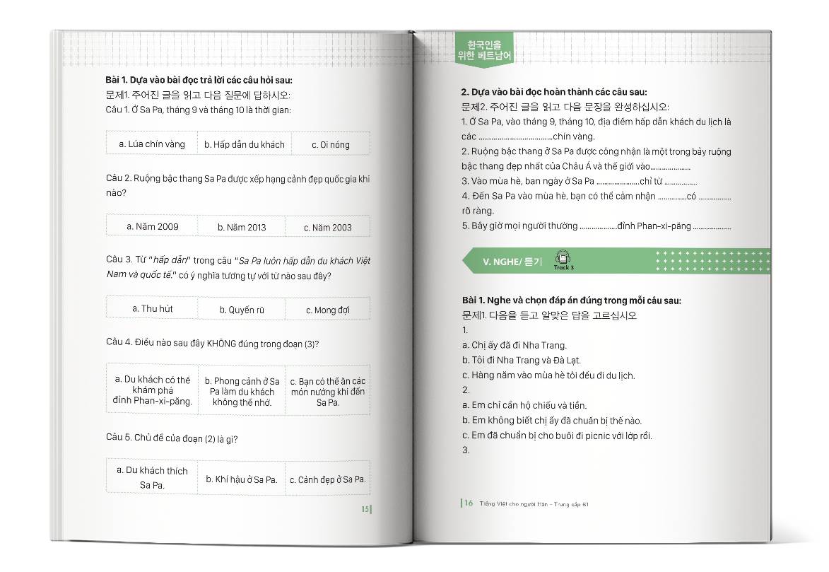 Nội dung bên trong cuốn sách Tiếng Việt cho người Hàn B1