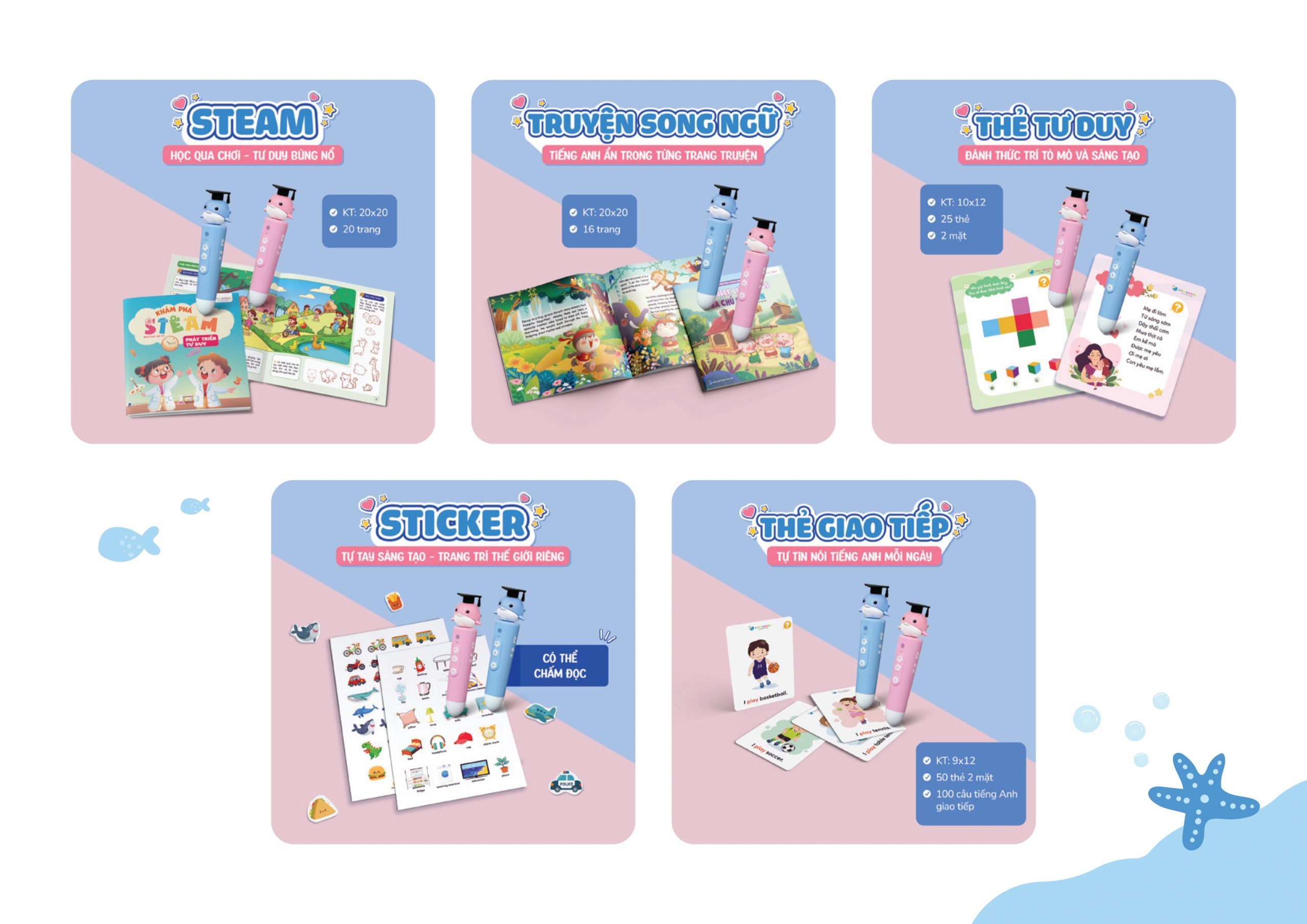 Bộ học liệu diệu kỳ 11 món đi kèm Bút chấm đọc FinyPen 5.0