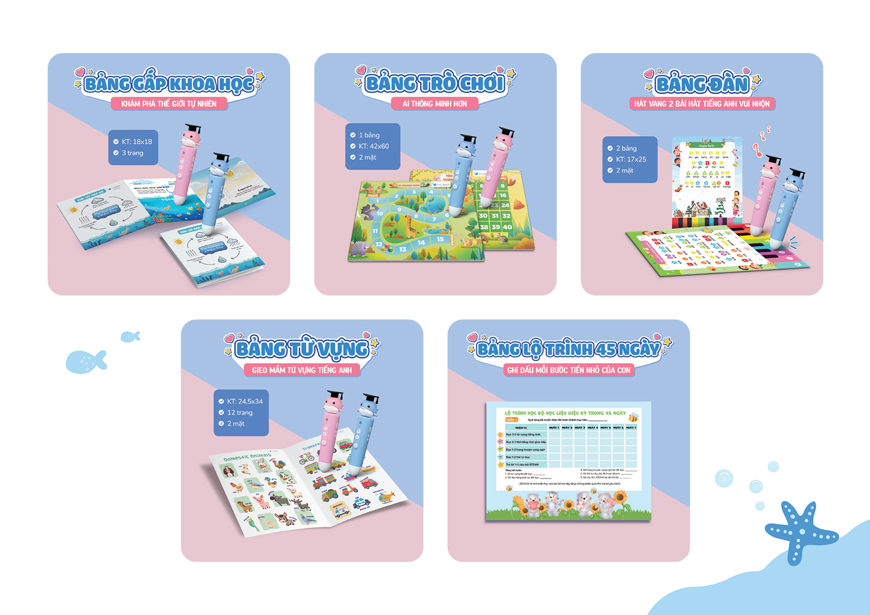 Bộ học liệu diệu kỳ 11 món đi kèm Bút chấm đọc FinyPen 5.0