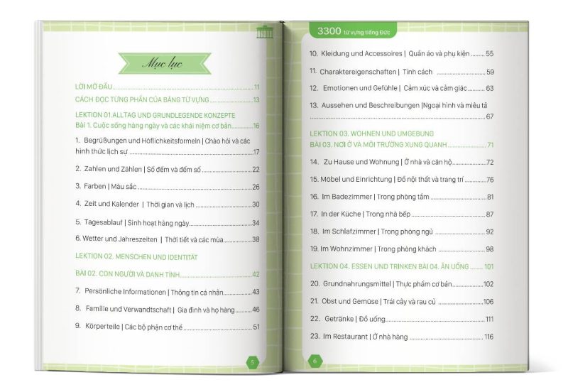 Nội dung cuốn sách 3300 Từ Vựng Tiếng Đức