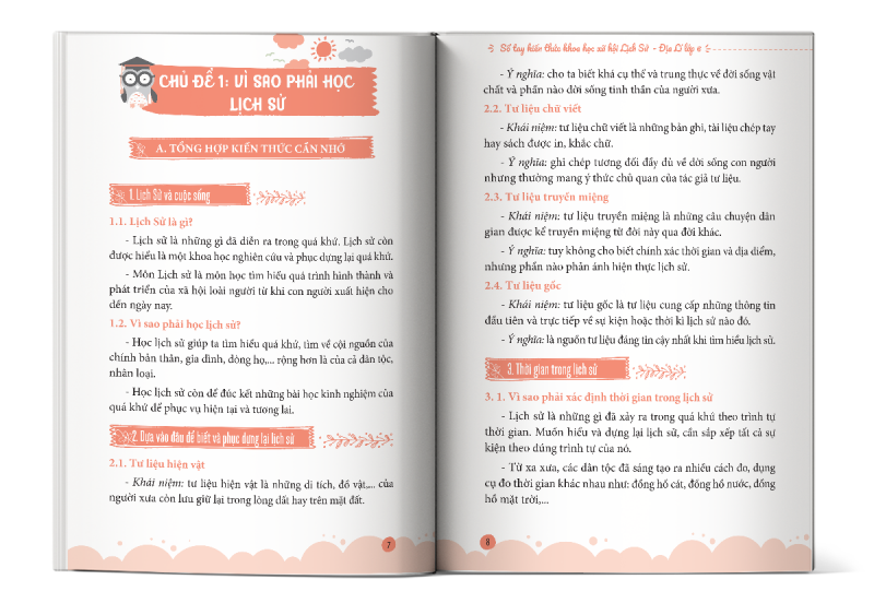 Nội dung lịch sử Sổ tay kiến thức khoa học xã hội Lịch Sử - Địa Lí lớp 6