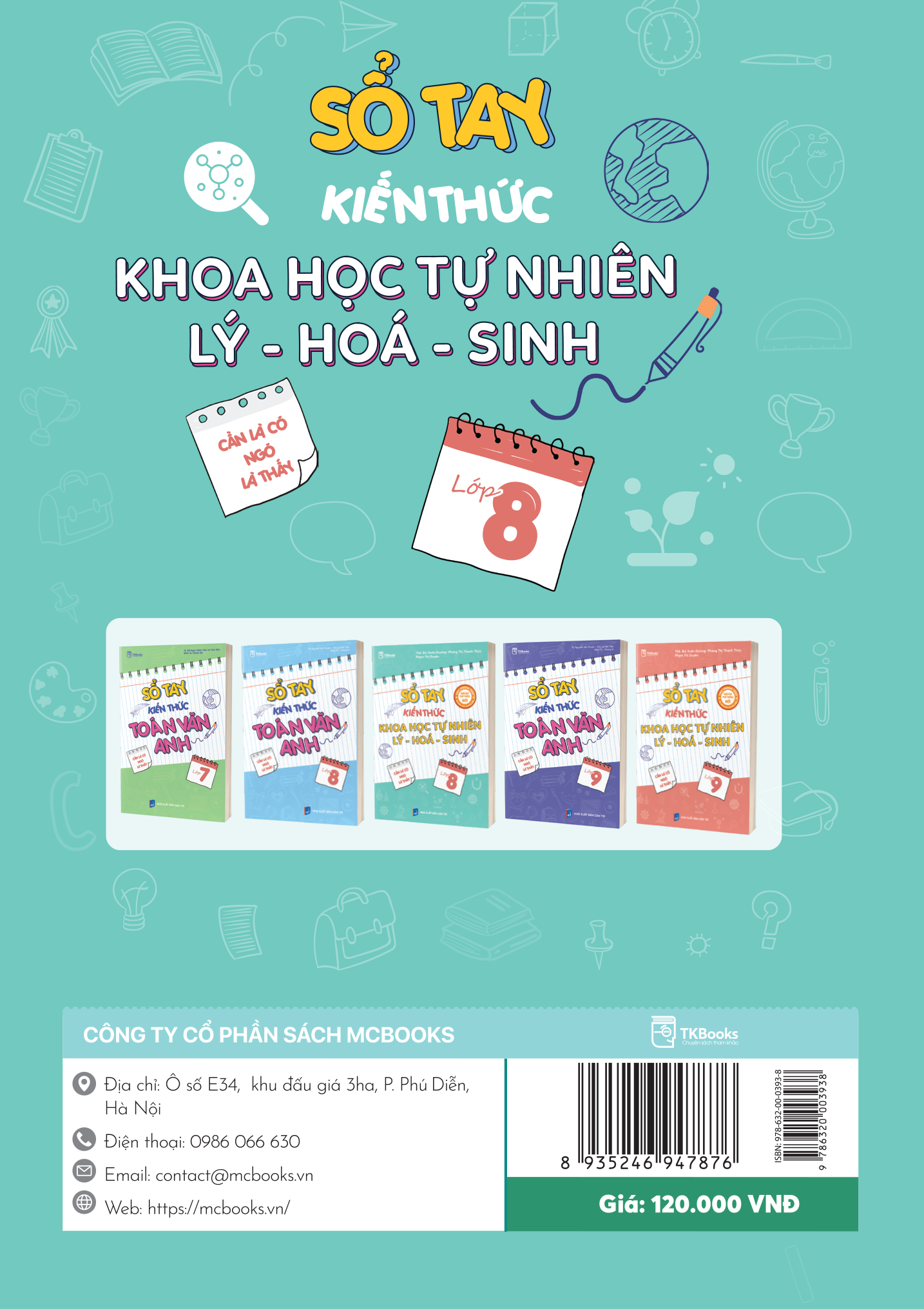 Bìa sau sổ tay KHTN Lý Hóa Sinh lớp 8 Bìa sau sách Sổ tay kiến thức Khoa học Tự nhiên Lý – Hóa – Sinh lớp 8