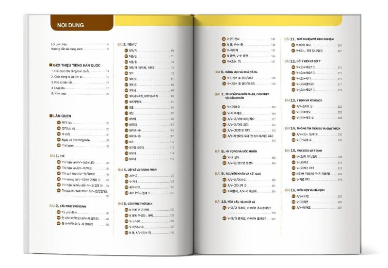 Mục lục cuốn sách Korean Grammar in Use Beginning Ngữ pháp Tiếng Hàn thông dụng Sơ cấp Phiên bản mới