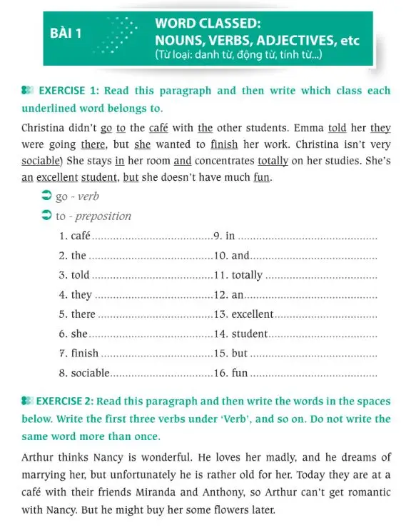 Nội dung trong sách Bài tập ngữ pháp tiếng Anh căn bản